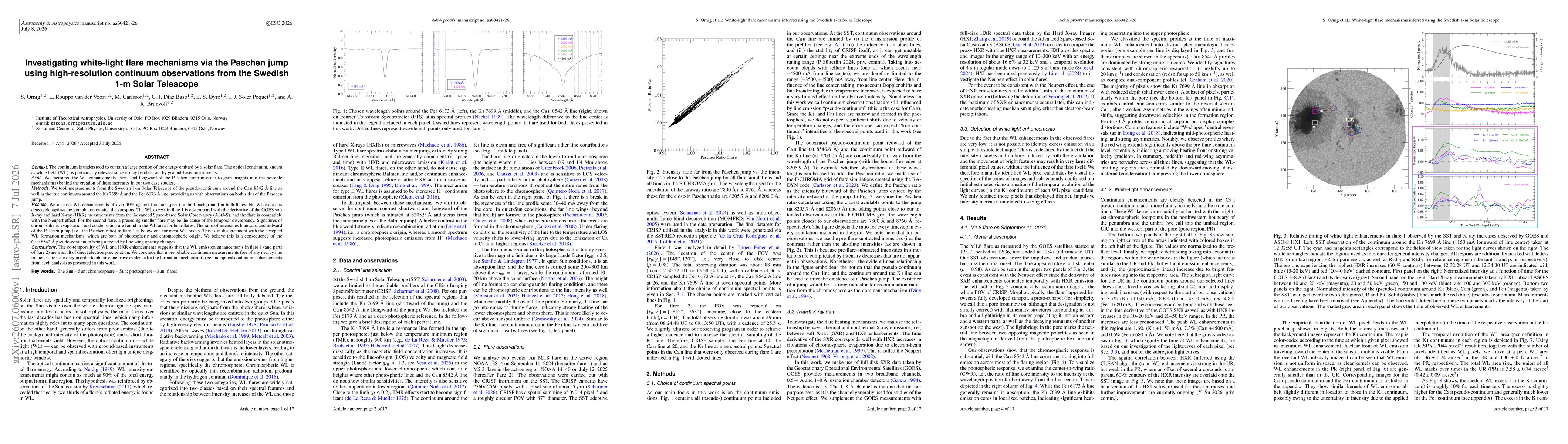 Thumbnail for Investigating white-light flare mechanisms via the Paschen jump using high-resolution continuum observations from the Swedish 1-m Solar Telescope