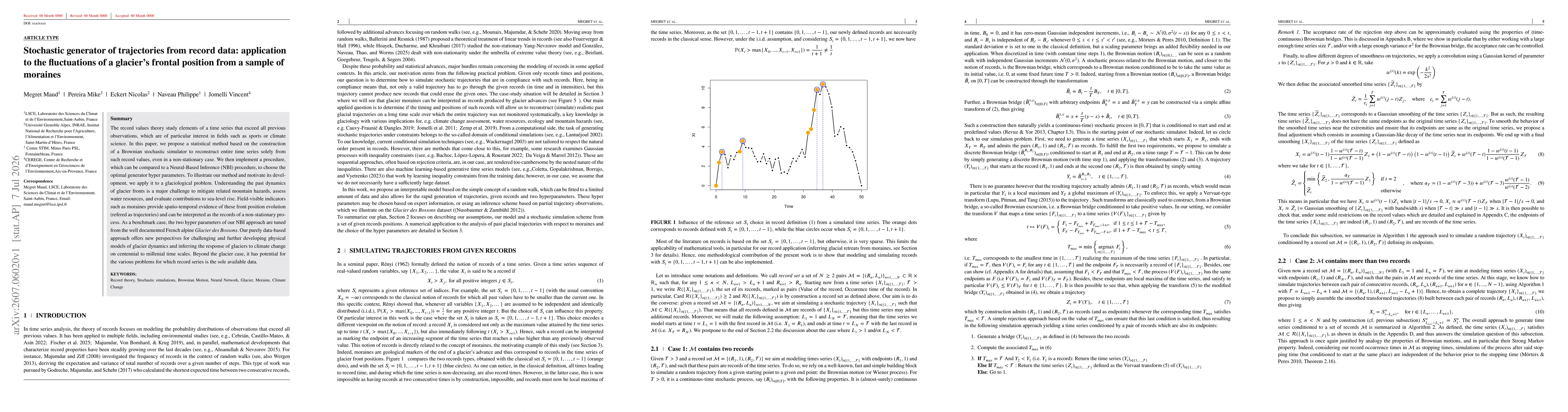 Thumbnail for Stochastic generator of trajectories from record data: application to the fluctuations of a glacier's frontal position from a sample of moraines