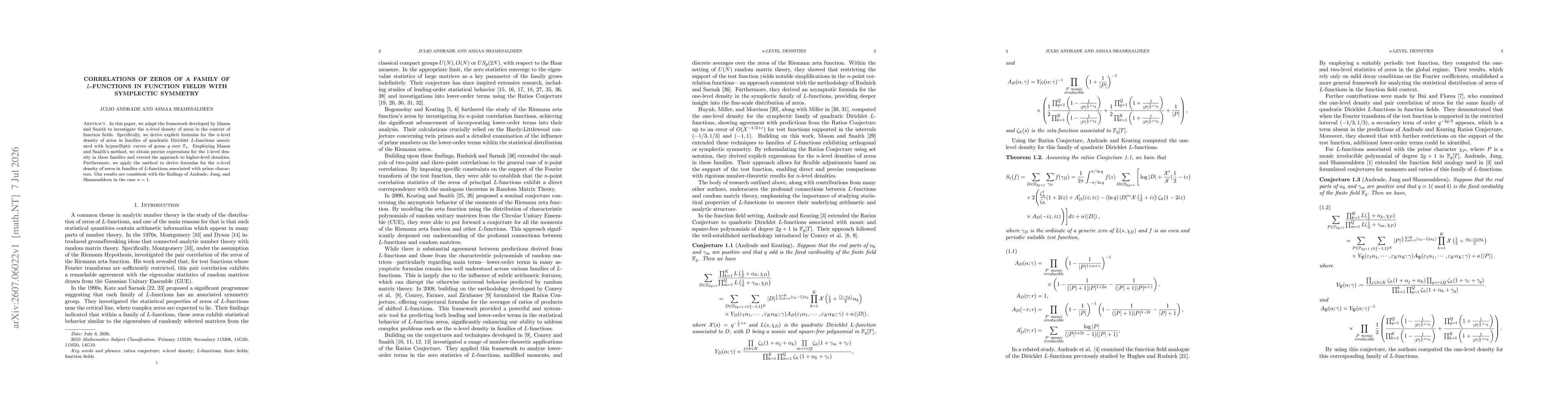 Thumbnail for Correlations of zeros of a family of $L$-functions in function fields with symplectic symmetry