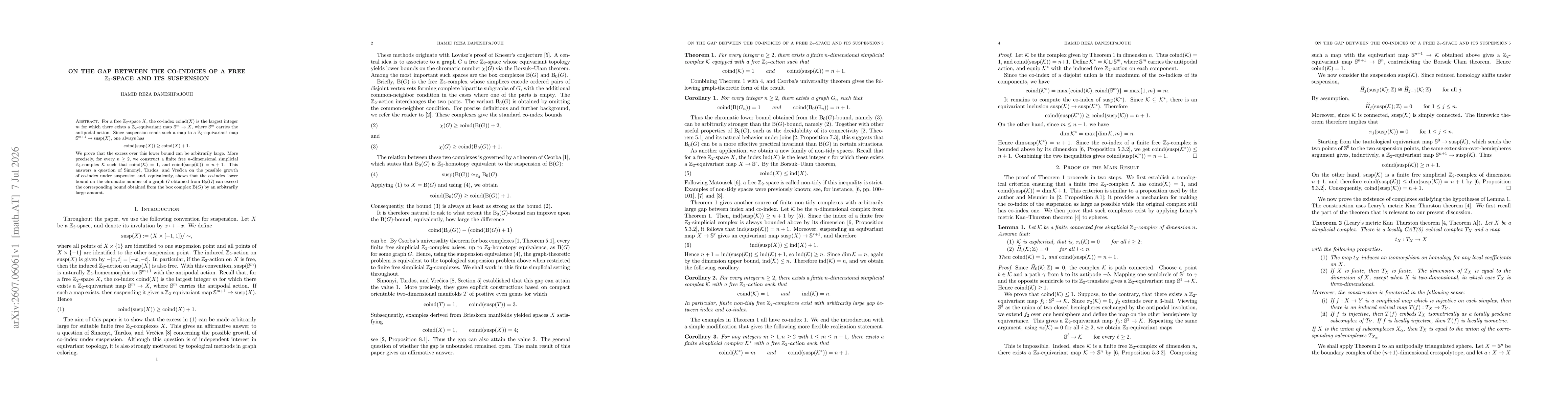 Thumbnail for On the Gap Between the Co-Indices of a Free Z_2-Space and Its Suspension