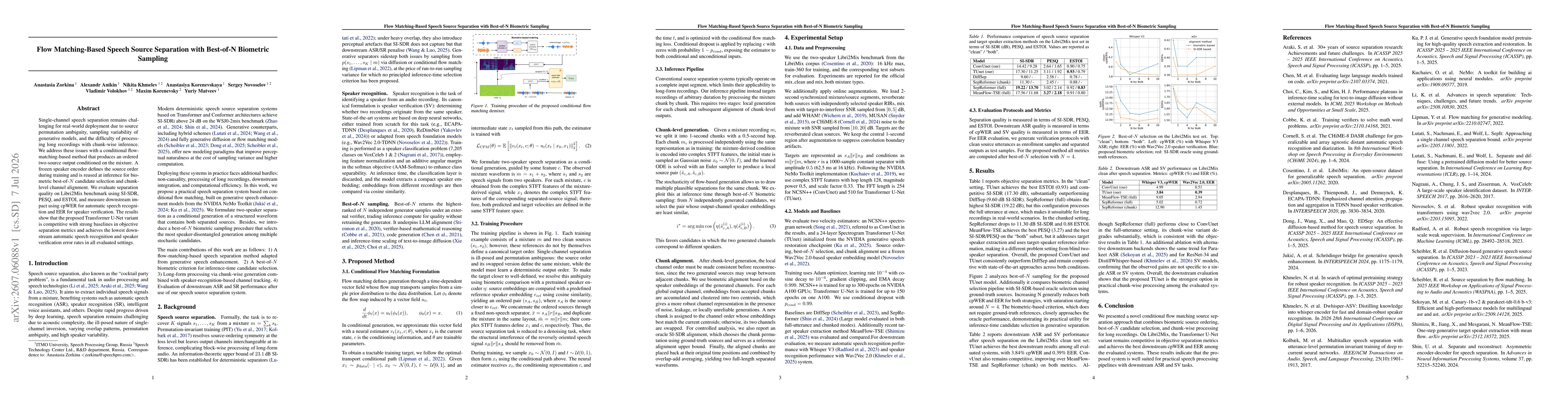 Thumbnail for Flow Matching-Based Speech Source Separation with Best-of-N Biometric Sampling