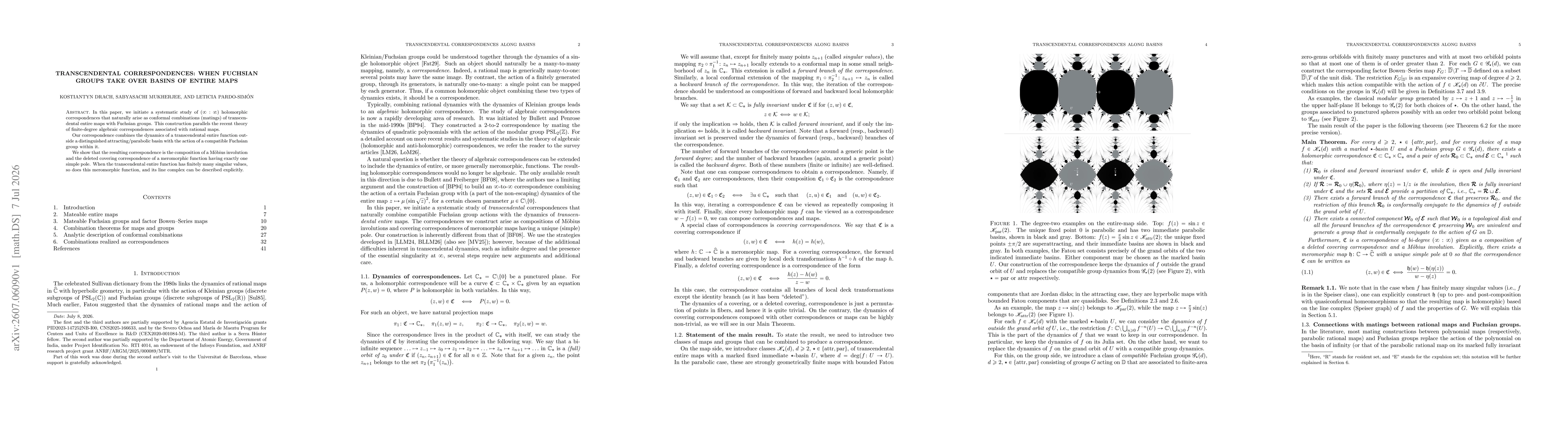 Thumbnail for Transcendental correspondences: when Fuchsian groups take over basins of entire maps