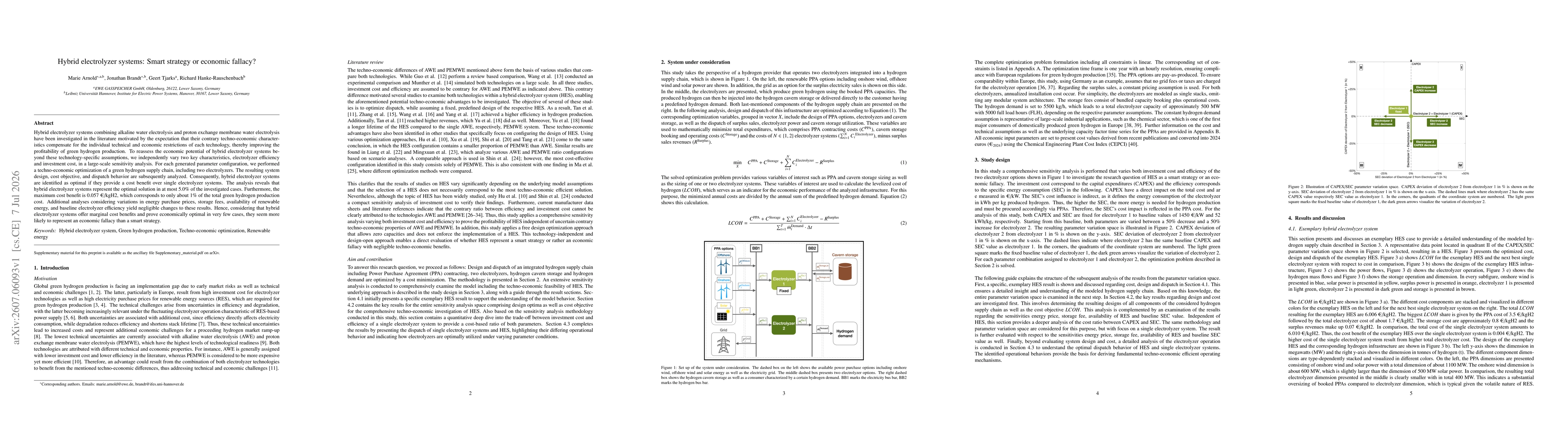 Thumbnail for Hybrid electrolyzer systems: Smart strategy or economic fallacy?