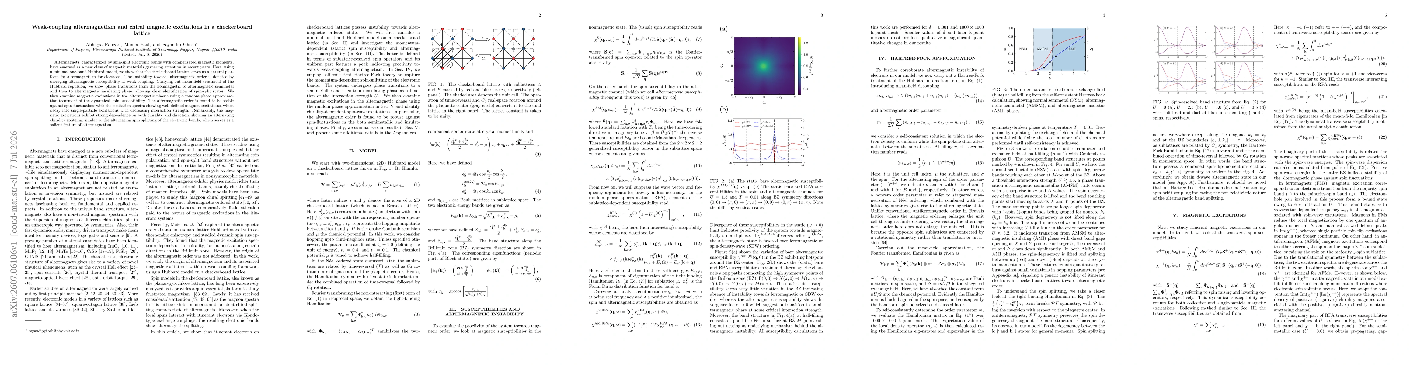 Thumbnail for Weak-coupling altermagnetism and chiral magnetic excitations in a checkerboard lattice