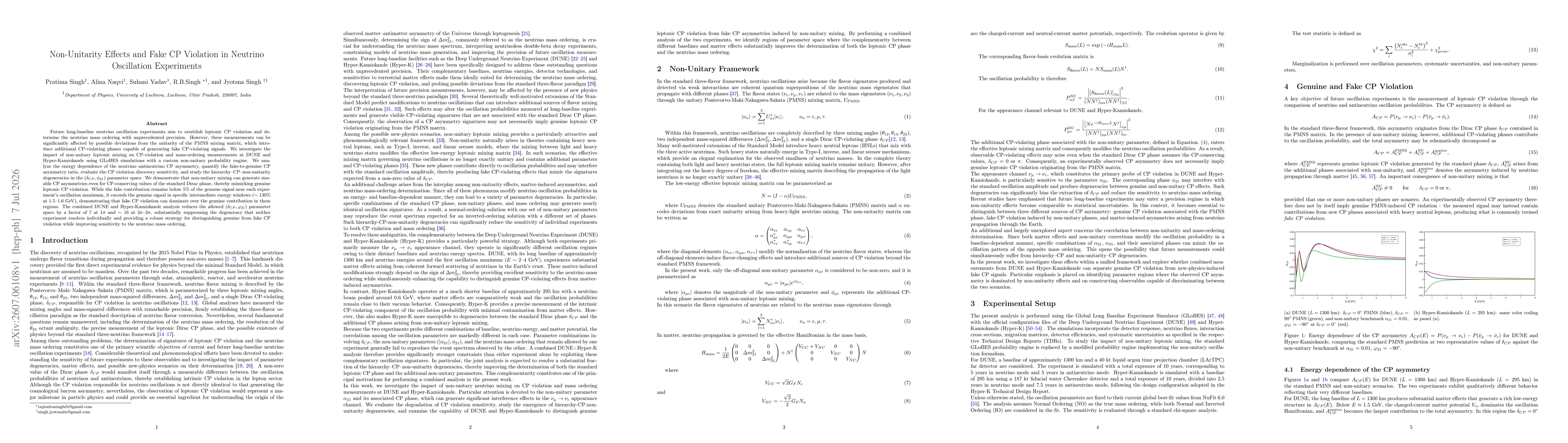 Thumbnail for Non-Unitarity Effects and Fake CP Violation in Neutrino Oscillation Experiments