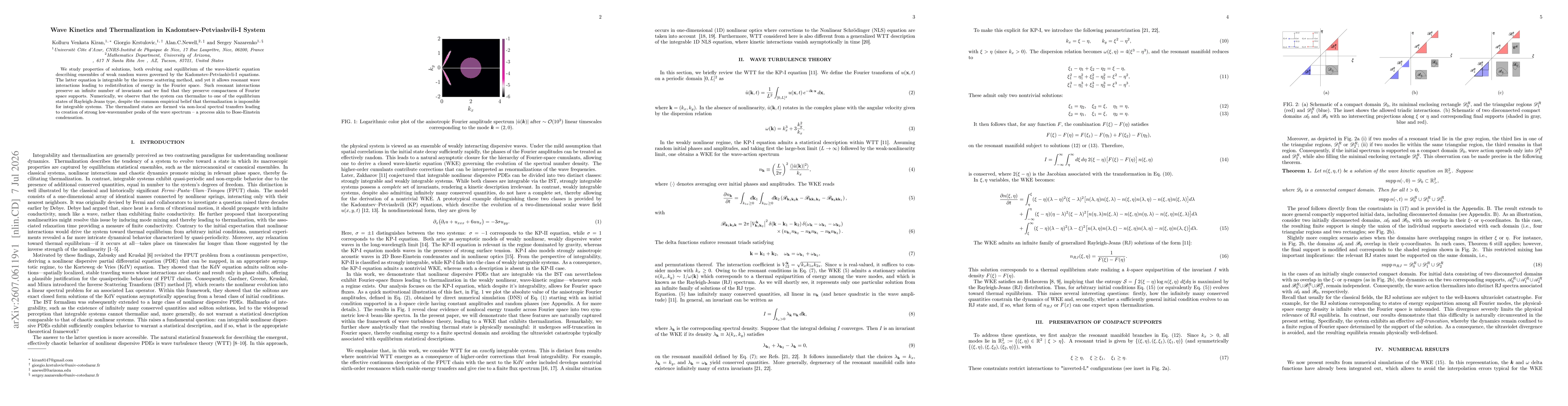 Thumbnail for Wave Kinetics and Thermalization in Kadomtsev-Petviashvili-I System