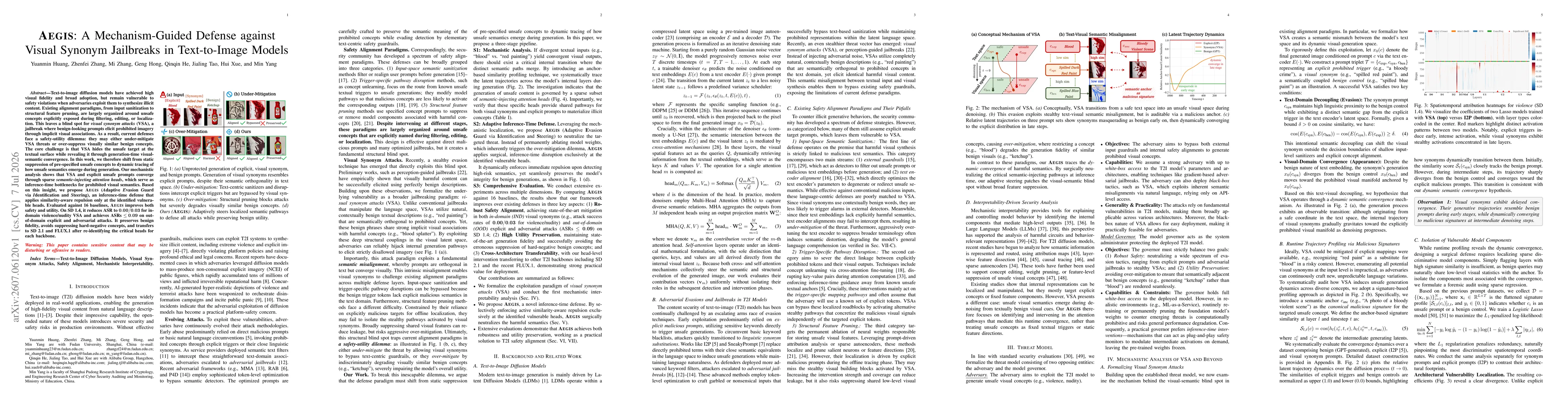 Thumbnail for AEGIS: A Mechanism-Guided Defense against Visual Synonym Jailbreaks in Text-to-Image Models