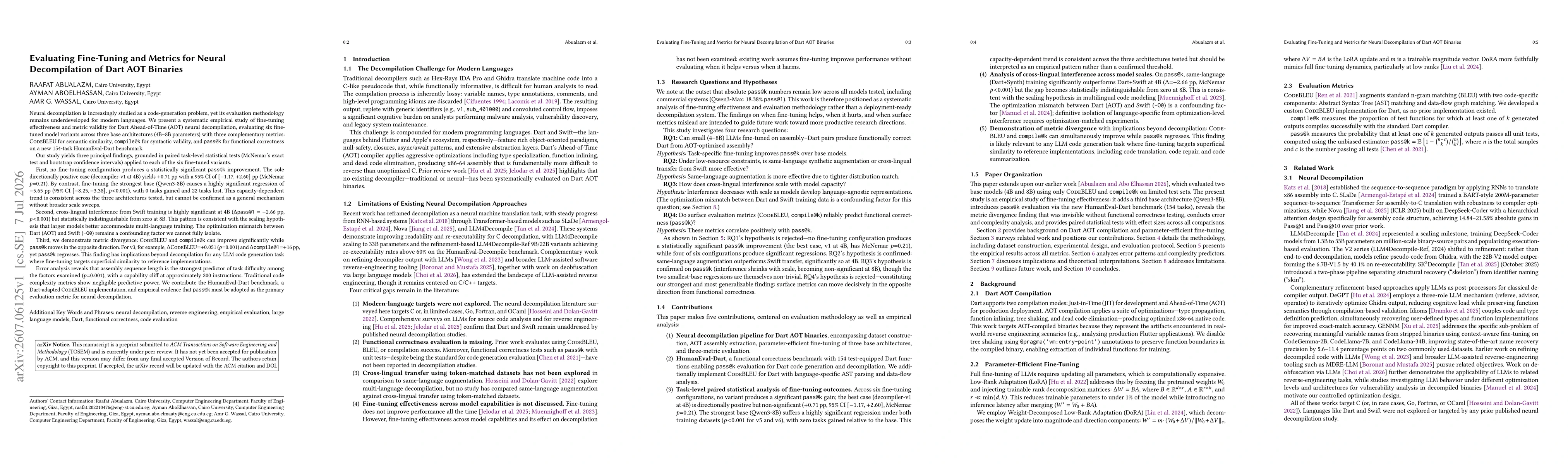 Thumbnail for Evaluating Fine-Tuning and Metrics for Neural Decompilation of Dart AOT Binaries