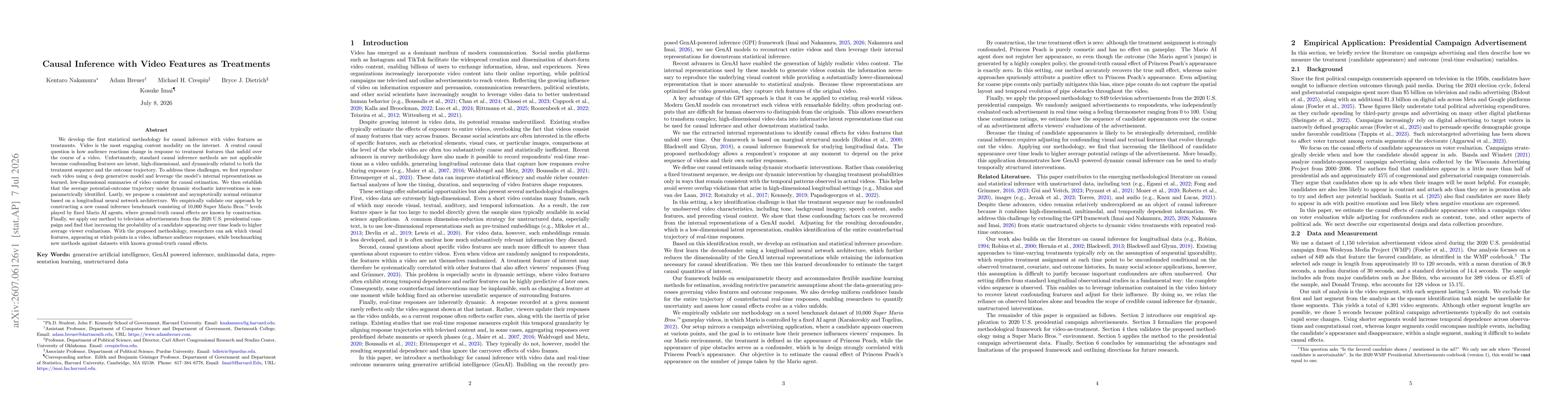 Thumbnail for Causal Inference with Video Features as Treatments