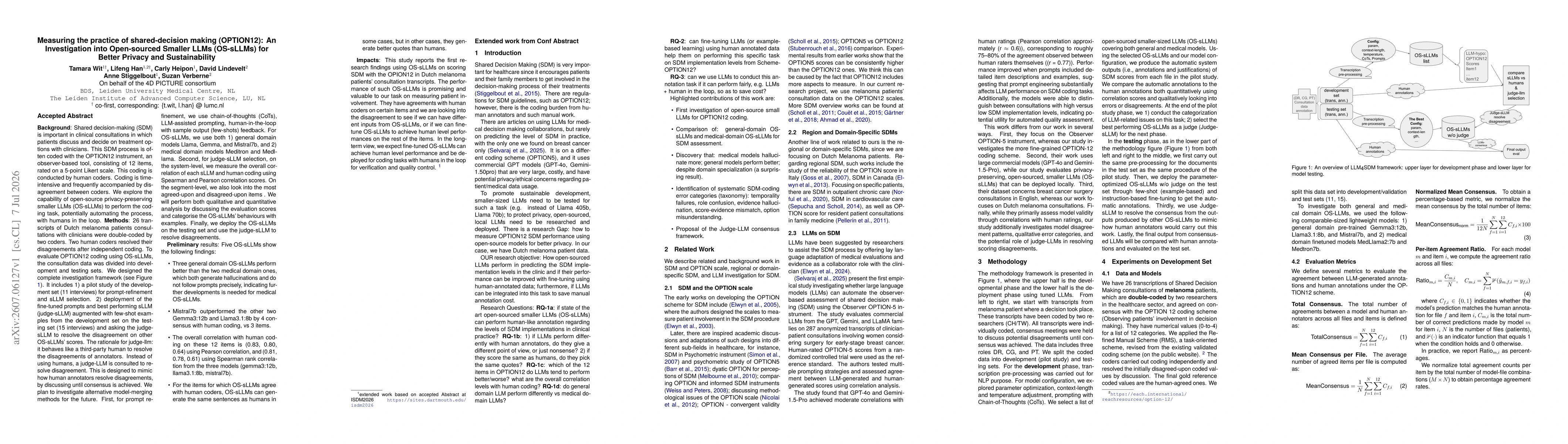 Thumbnail for Measuring the practice of shared-decision making (OPTION12): An Investigation into Open-sourced Smaller LLMs (OS-sLLMs) for Better Privacy and Sustainability