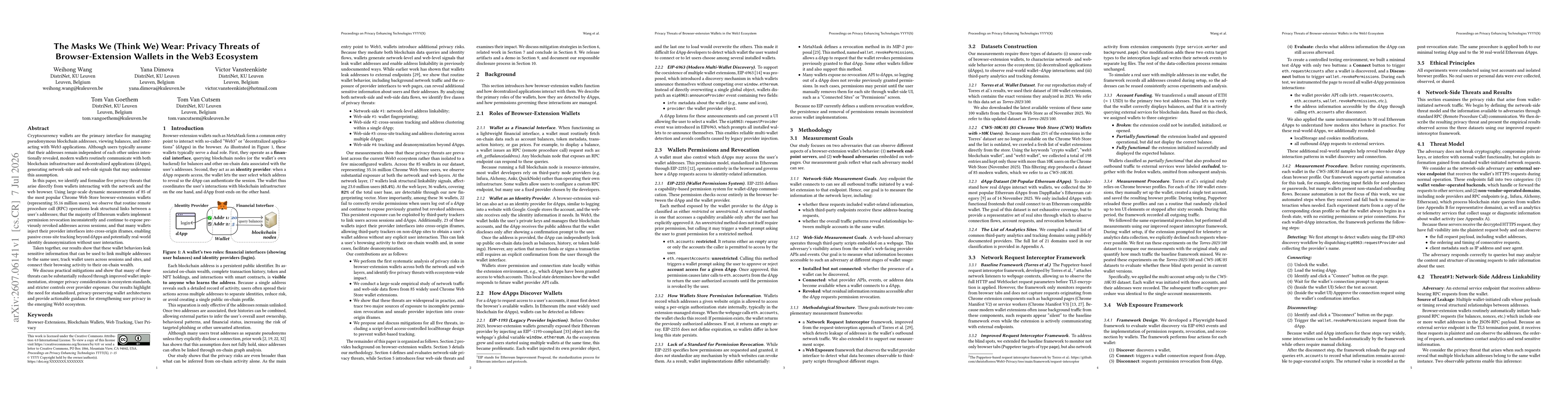 Thumbnail for The Masks We (Think We) Wear: Privacy Threats of Browser-Extension Wallets in the Web3 Ecosystem