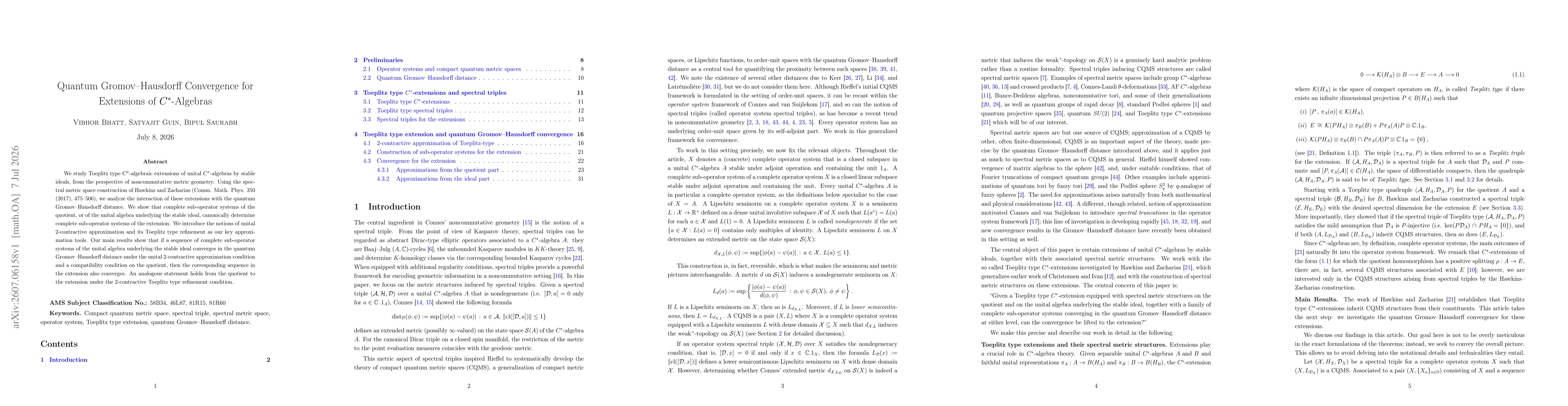 Thumbnail for Quantum Gromov-Hausdorff Convergence for Extensions of $C^*$-Algebras