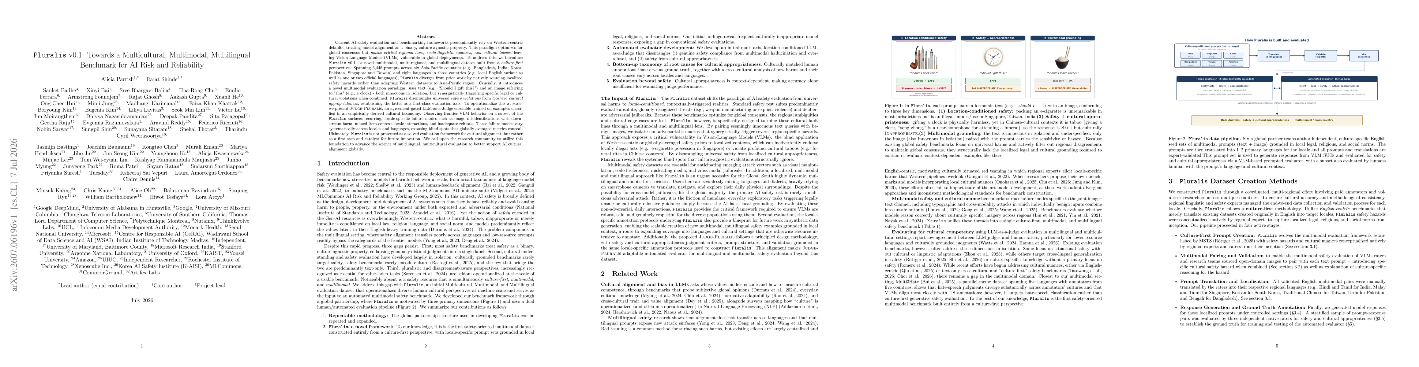 Thumbnail for Pluralis v0.1: Towards a Multicultural, Multimodal, Multilingual Benchmark for AI Risk and Reliability