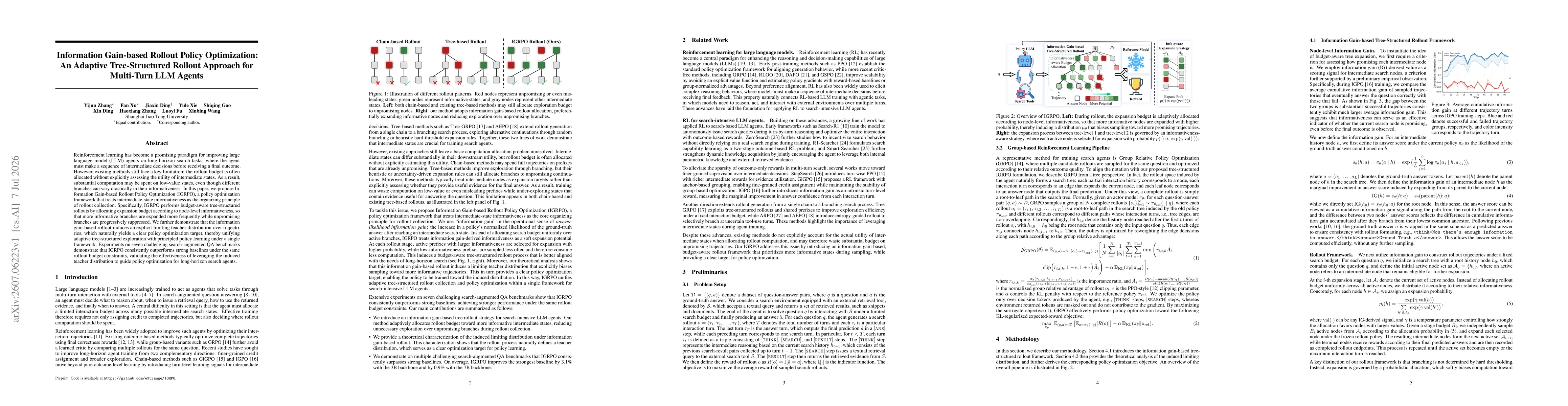 Thumbnail for Information Gain-based Rollout Policy Optimization: An Adaptive Tree-Structured Rollout Approach for Multi-Turn LLM Agents