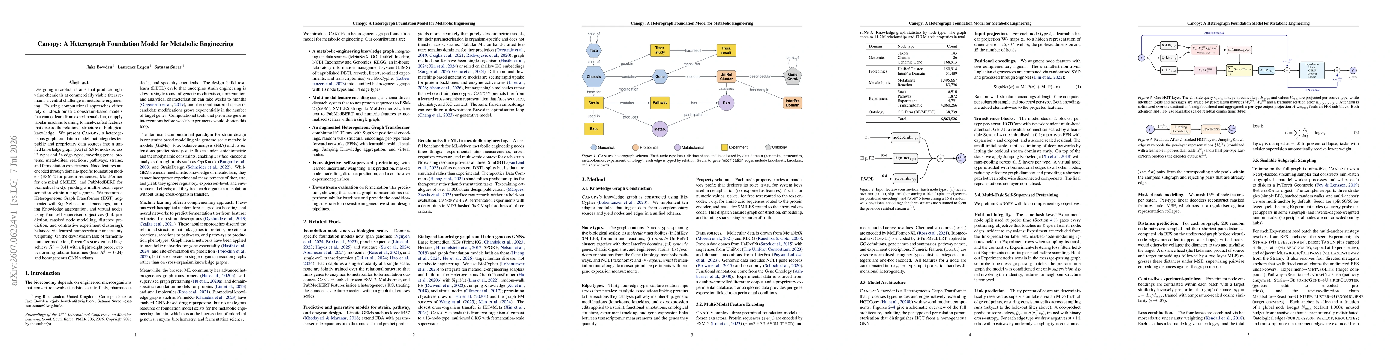 Thumbnail for Canopy: A Heterograph Foundation Model for Metabolic Engineering