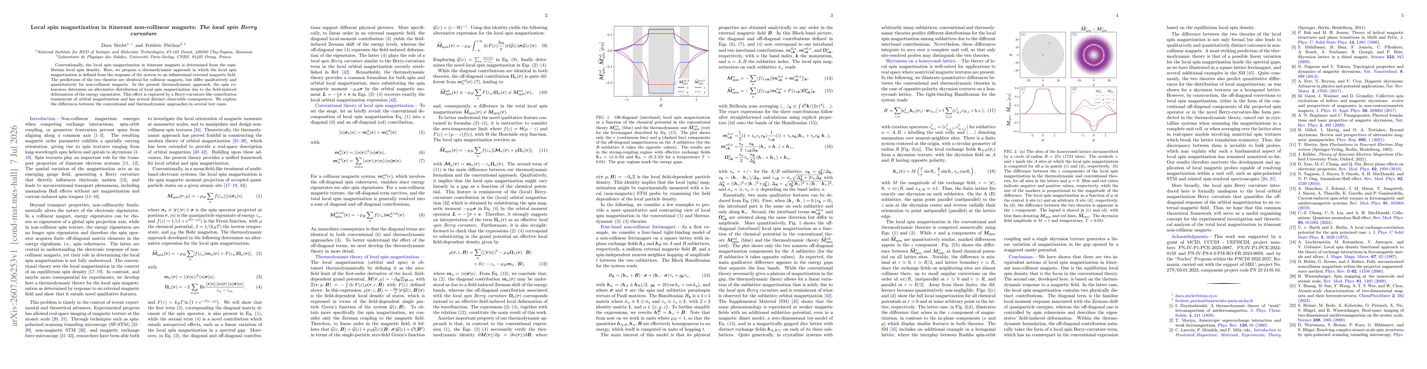 Thumbnail for Local spin magnetization in itinerant non-collinear magnets: The local spin Berry curvature