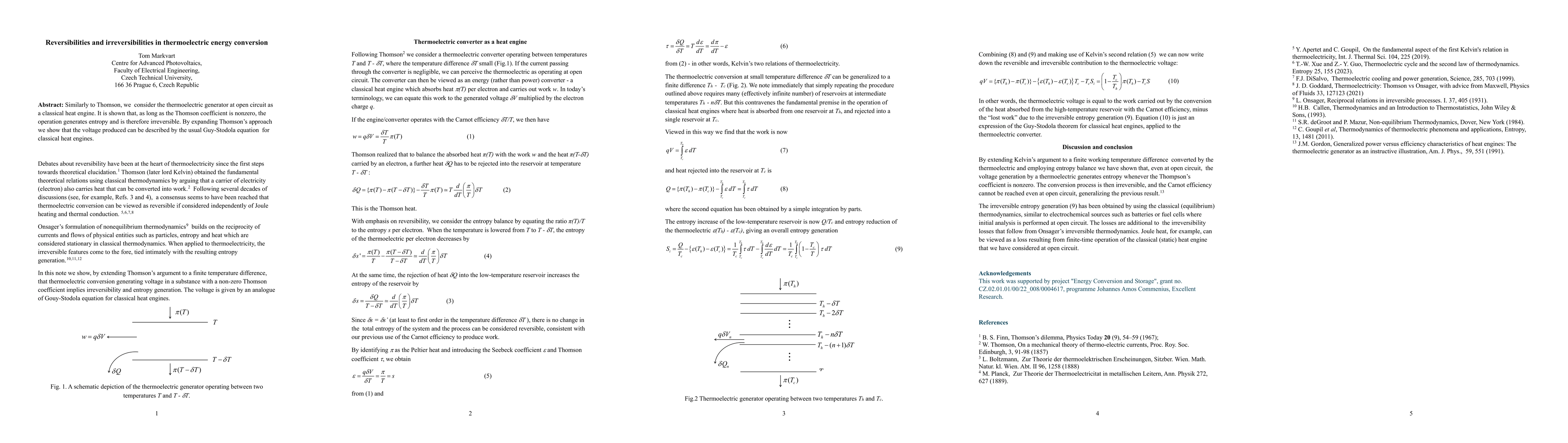 Thumbnail for Reversibilities and irreversibilities in thermoelectric energy conversion
