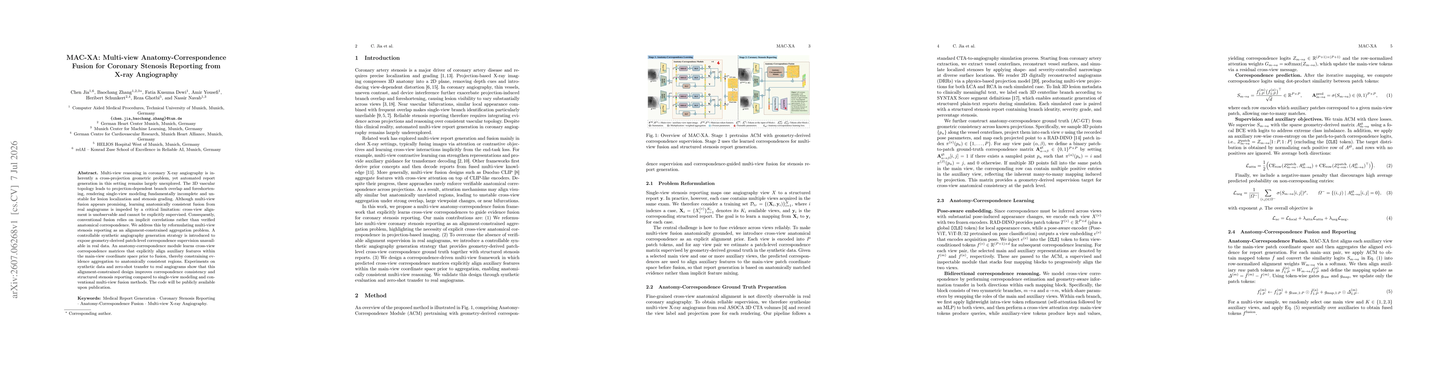 Thumbnail for MAC-XA: Multi-view Anatomy-Correspondence Fusion for Coronary Stenosis Reporting from X-ray Angiography