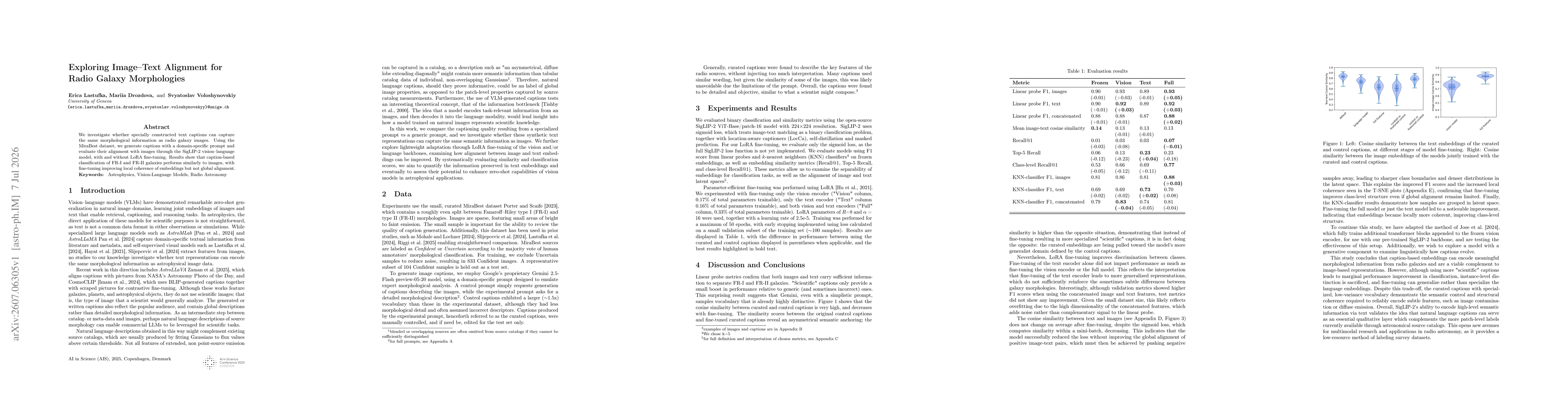 Thumbnail for Exploring Image-Text Alignment for Radio Galaxy Morphologies