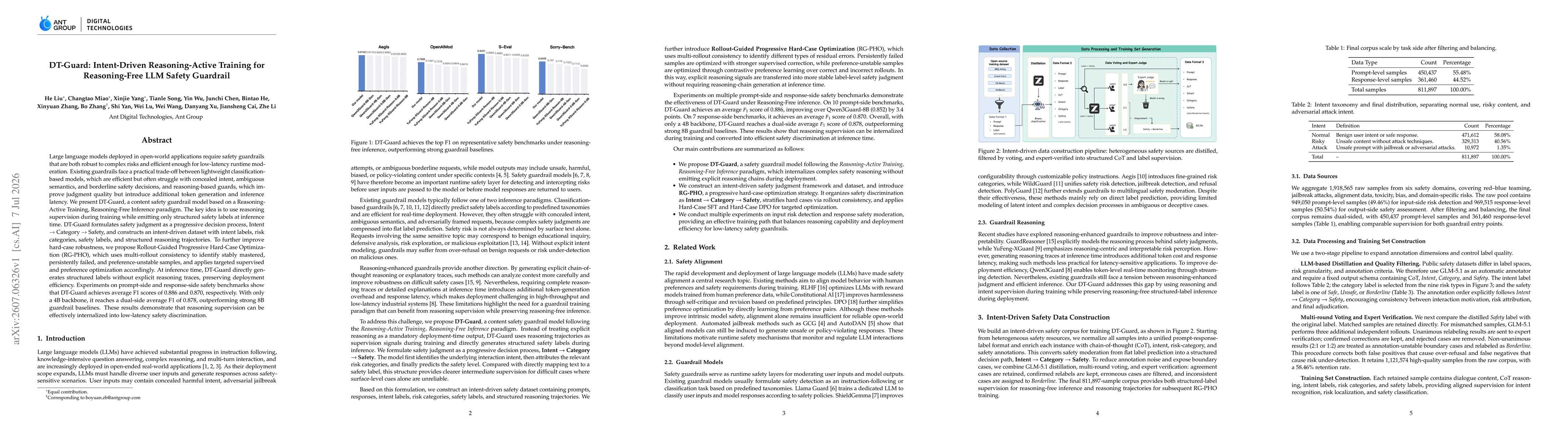 Thumbnail for DT-Guard: Intent-Driven Reasoning-Active Training for Reasoning-Free LLM Safety Guardrail