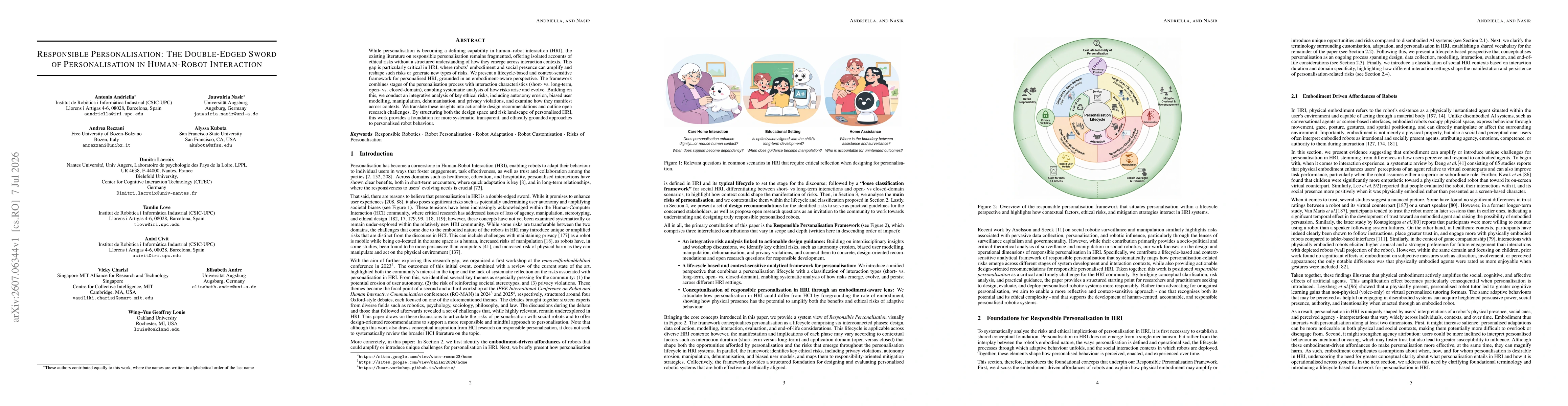 Thumbnail for Responsible Personalisation: The Double-Edged Sword of Personalisation in Human-Robot Interaction