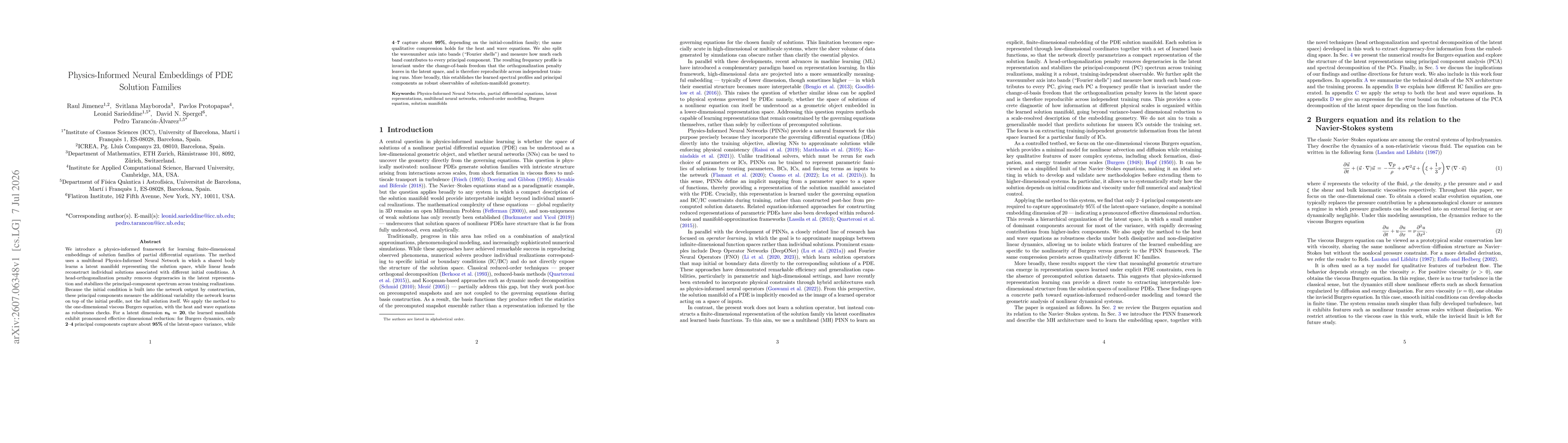 Thumbnail for Physics-Informed Neural Embeddings of PDE Solution Families
