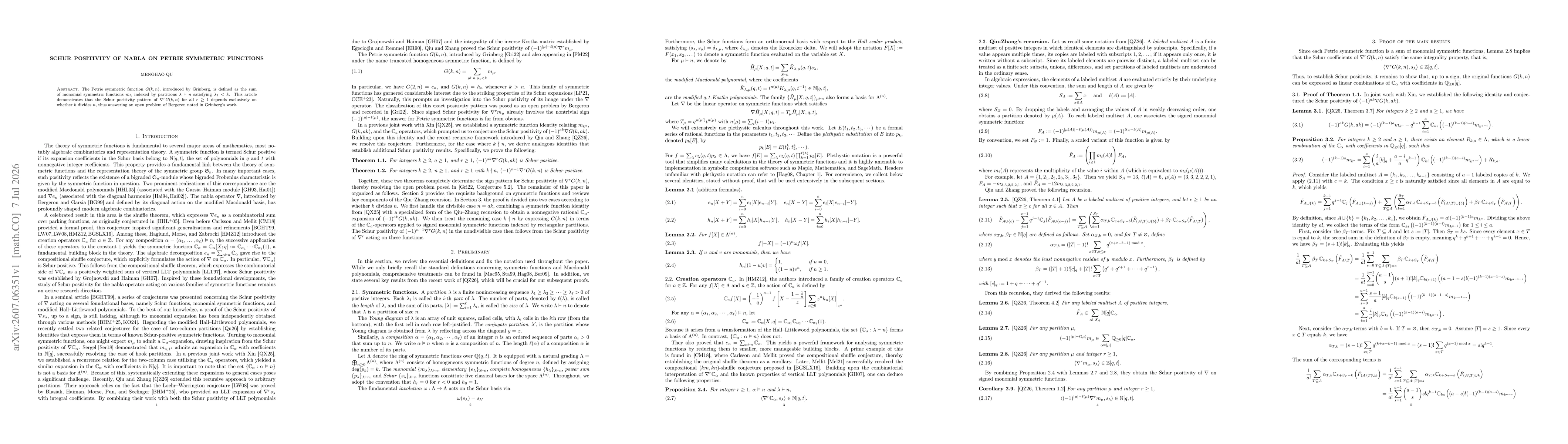 Thumbnail for Schur positivity of nabla on Petrie symmetric functions