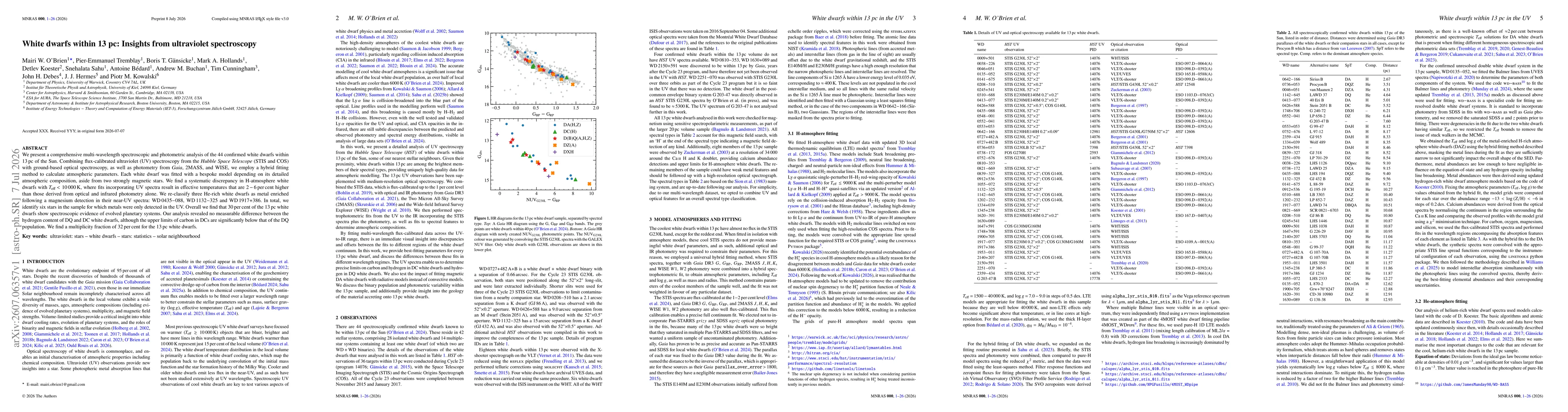 Thumbnail for White dwarfs within 13 pc: Insights from ultraviolet spectroscopy