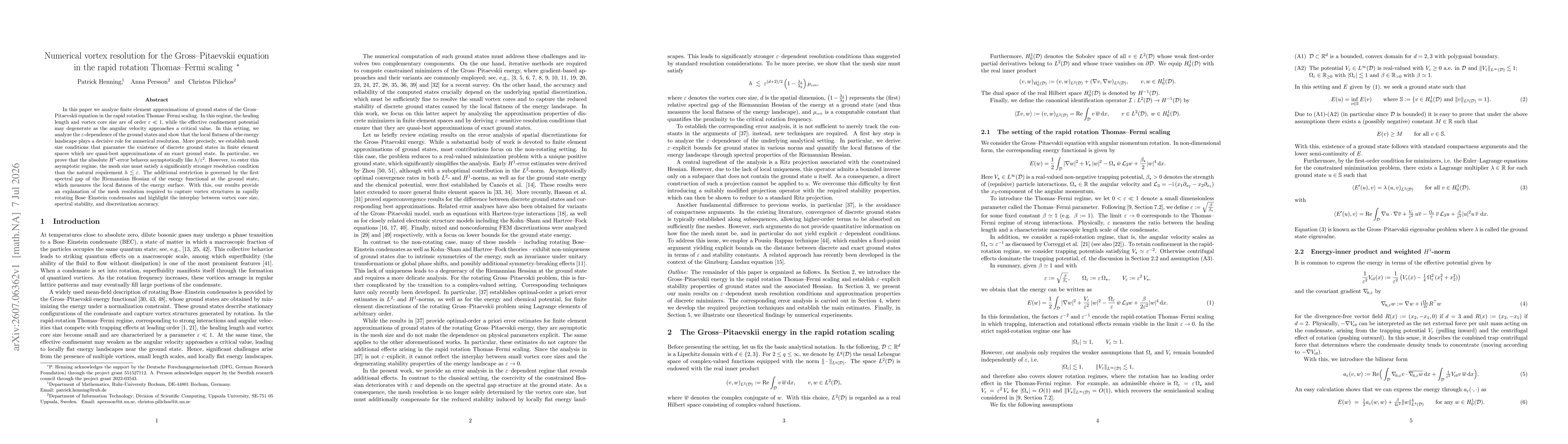 Thumbnail for Numerical vortex resolution for the Gross-Pitaevskii equation in the rapid rotation Thomas-Fermi scaling