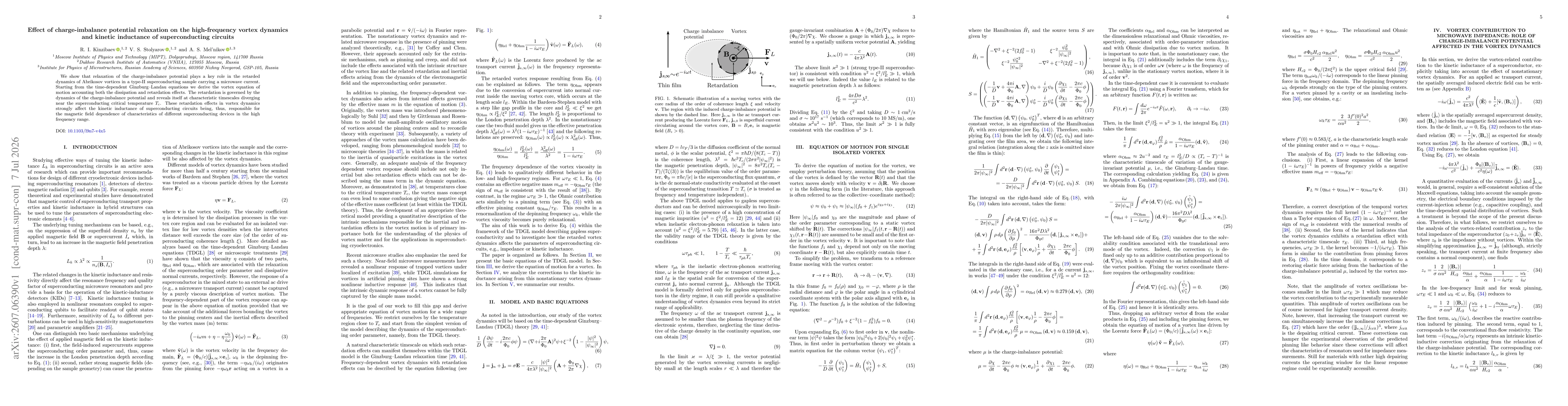 Thumbnail for Effect of charge-imbalance potential relaxation on the high-frequency vortex dynamics and kinetic inductance of superconducting circuits