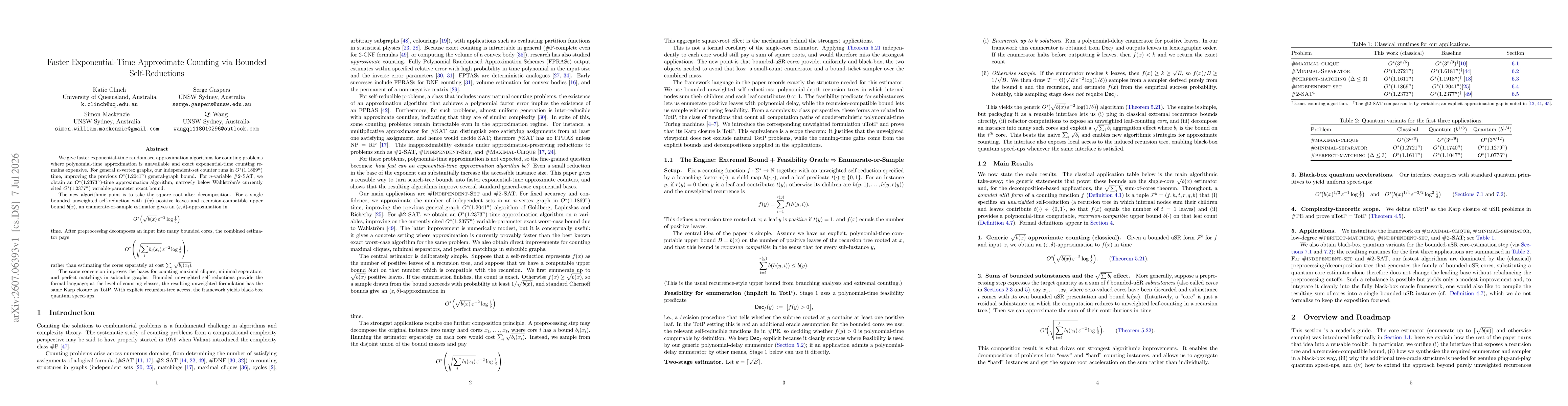 Thumbnail for Faster Exponential-Time Approximate Counting via Bounded Self-Reductions