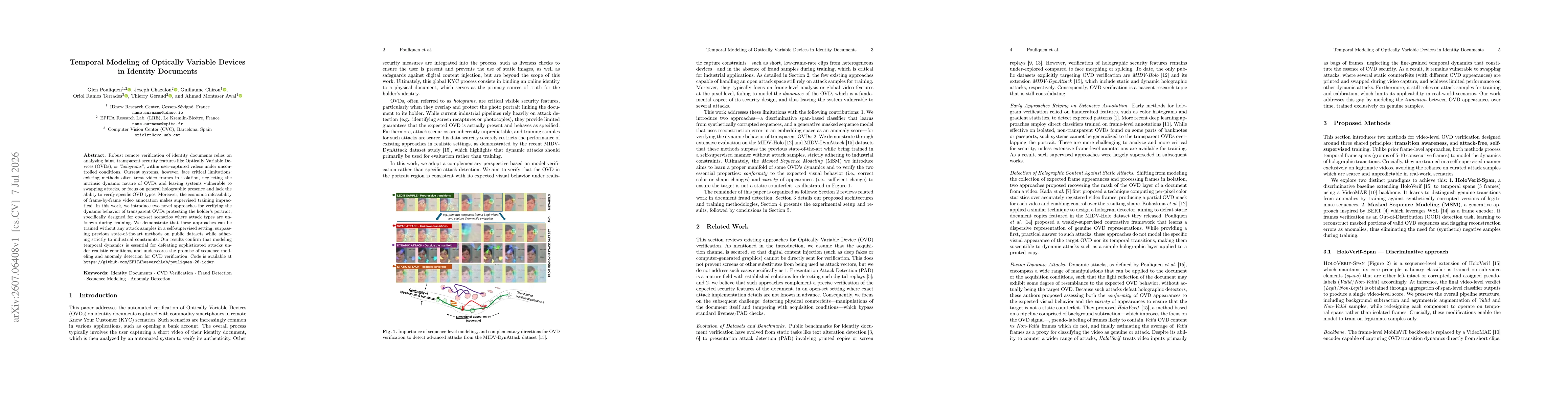 Thumbnail for Temporal Modeling of Optically Variable Devices in Identity Documents