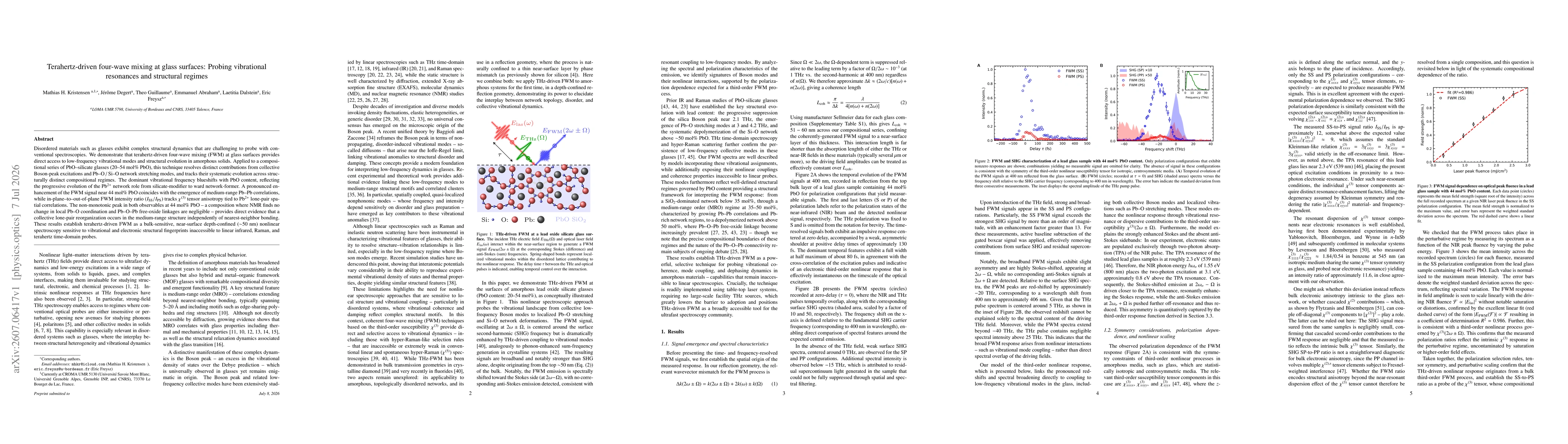 Thumbnail for Terahertz-driven four-wave mixing at glass surfaces: Probing vibrational resonances and structural regimes