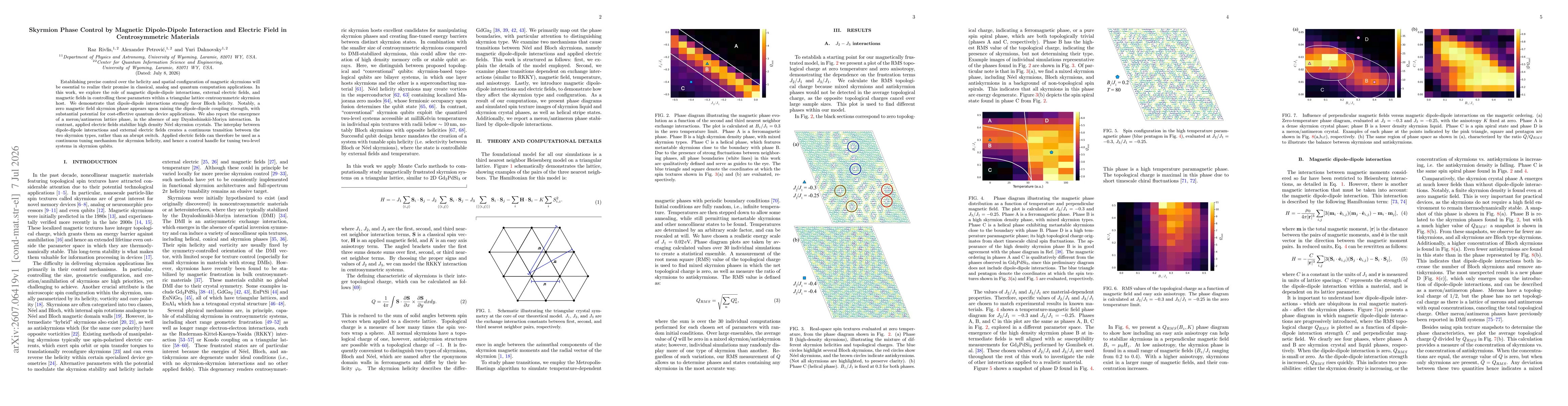 Thumbnail for Skyrmion Phase Control by Magnetic Dipole-Dipole Interaction and Electric Field in Centrosymmetric Materials