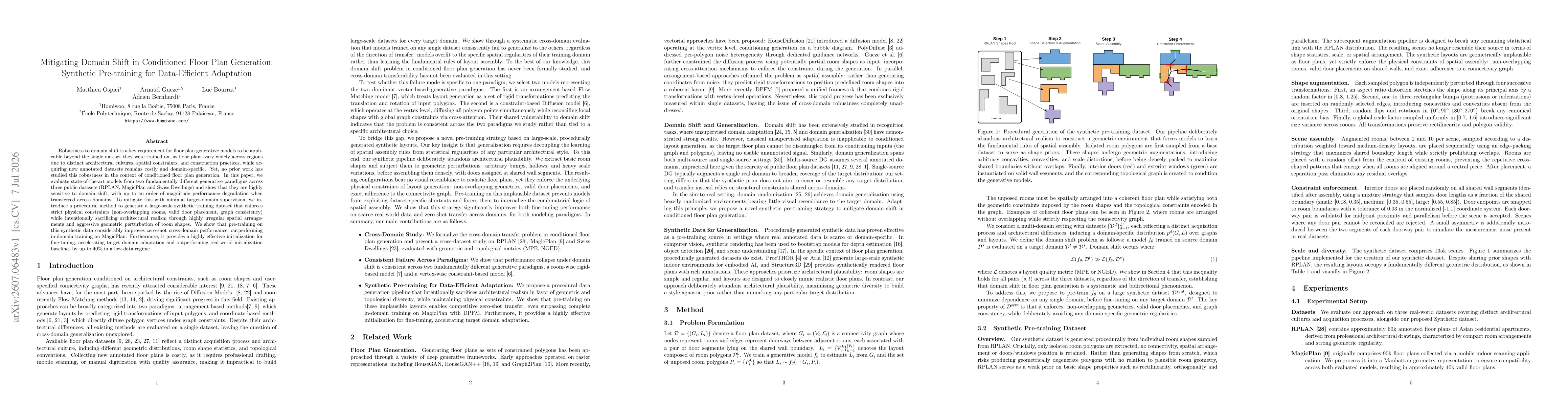 Thumbnail for Mitigating Domain Shift in Conditioned Floor Plan Generation: Synthetic Pre-training for Data-Efficient Adaptation