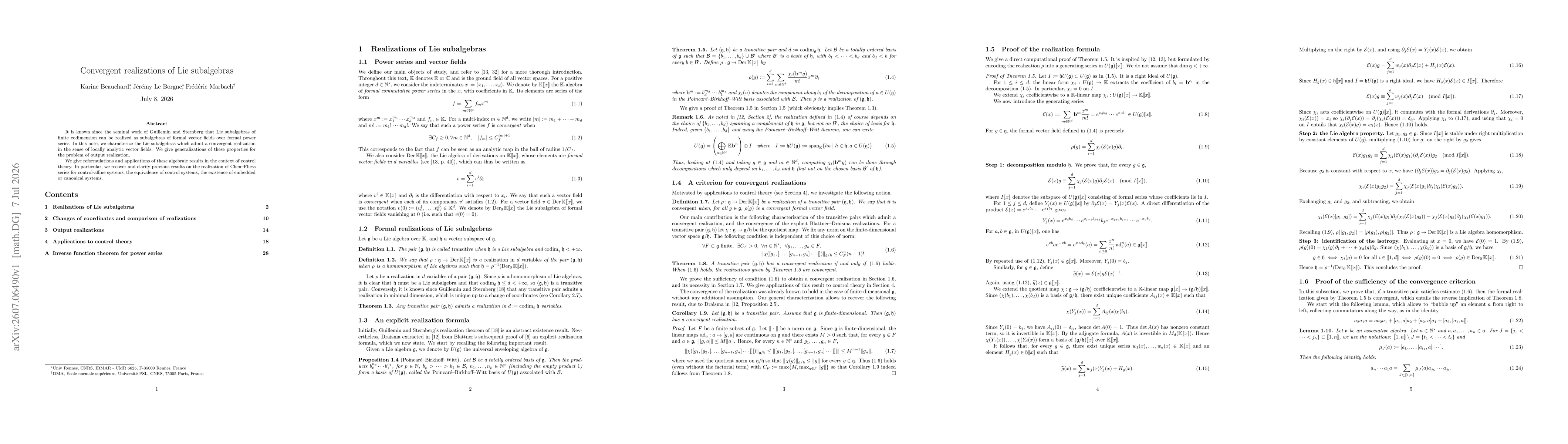 Thumbnail for Convergent realizations of Lie subalgebras