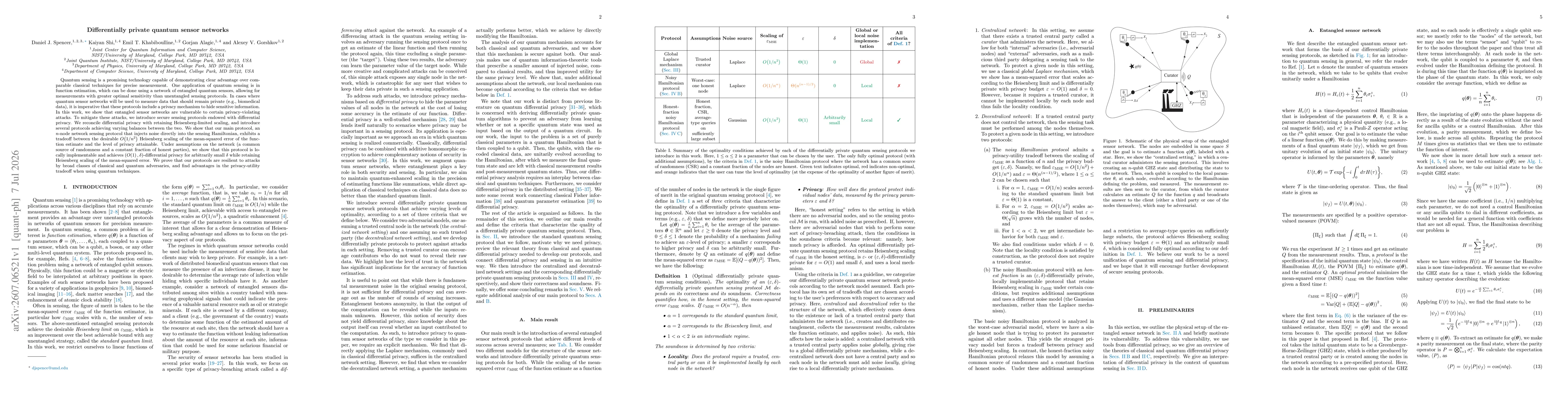 Thumbnail for Differentially private quantum sensor networks