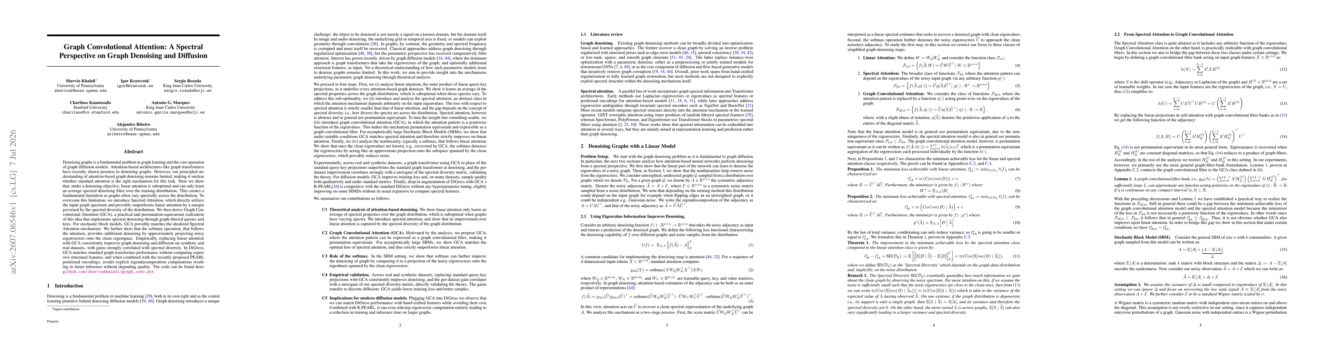 Thumbnail for Graph Convolutional Attention: A Spectral Perspective on Graph Denoising and Diffusion