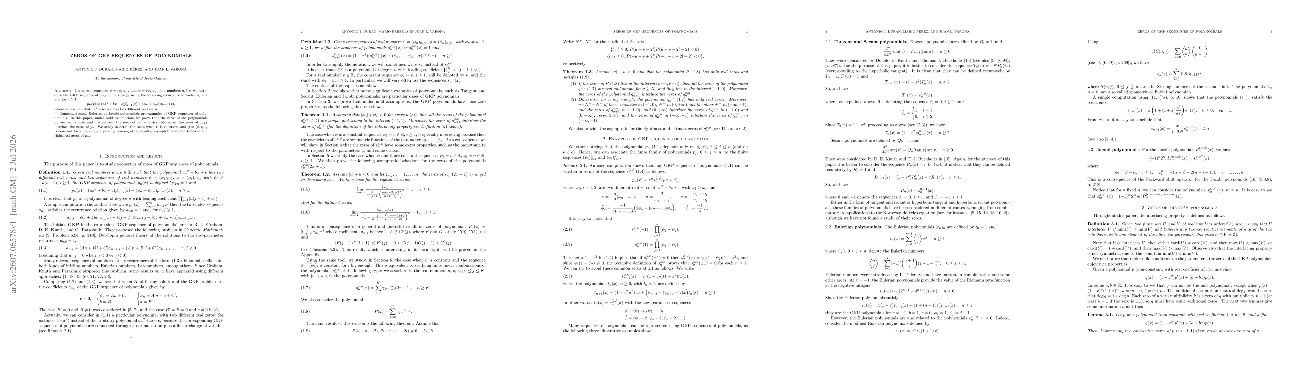 Thumbnail for Zeros of GKP sequences of polynomials