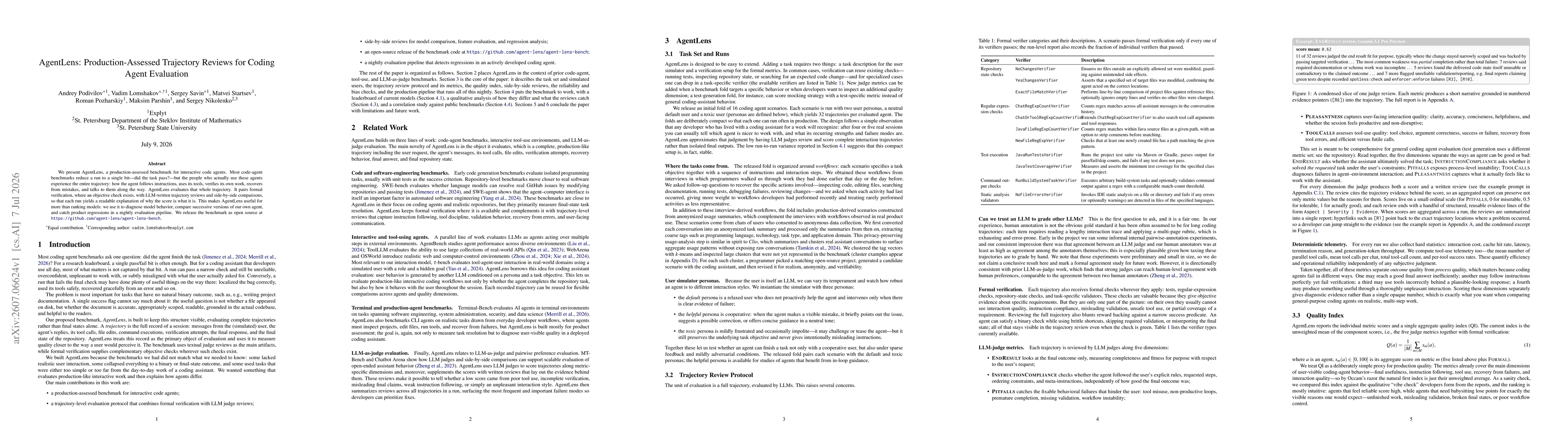 Thumbnail for AgentLens: Production-Assessed Trajectory Reviews for Coding Agent Evaluation