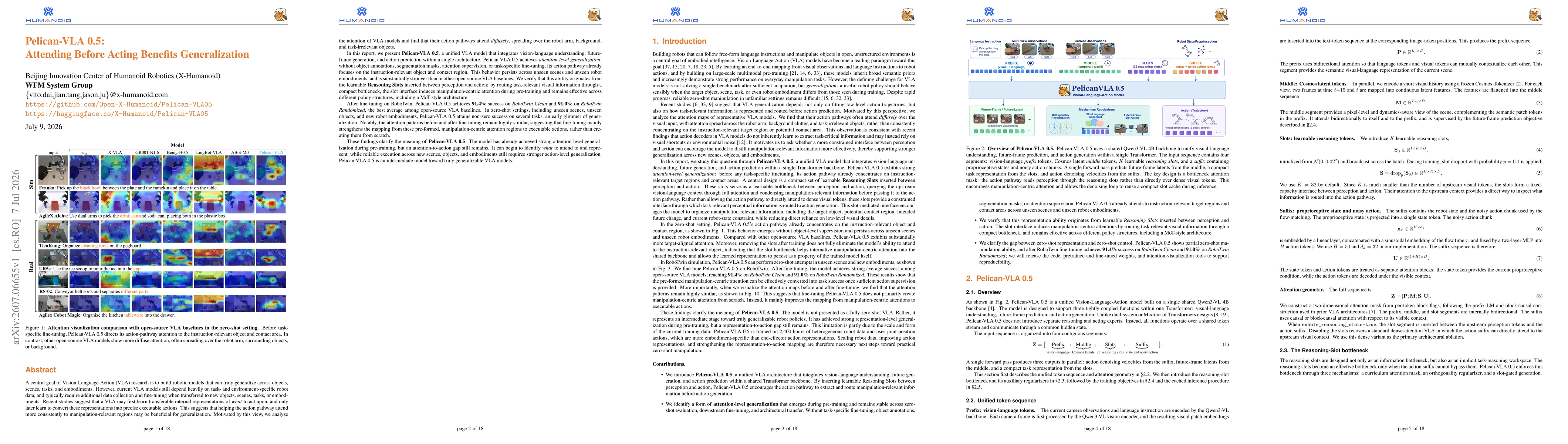 Thumbnail for Pelican-VLA 0.5: Attending Before Acting Benefits Generalization