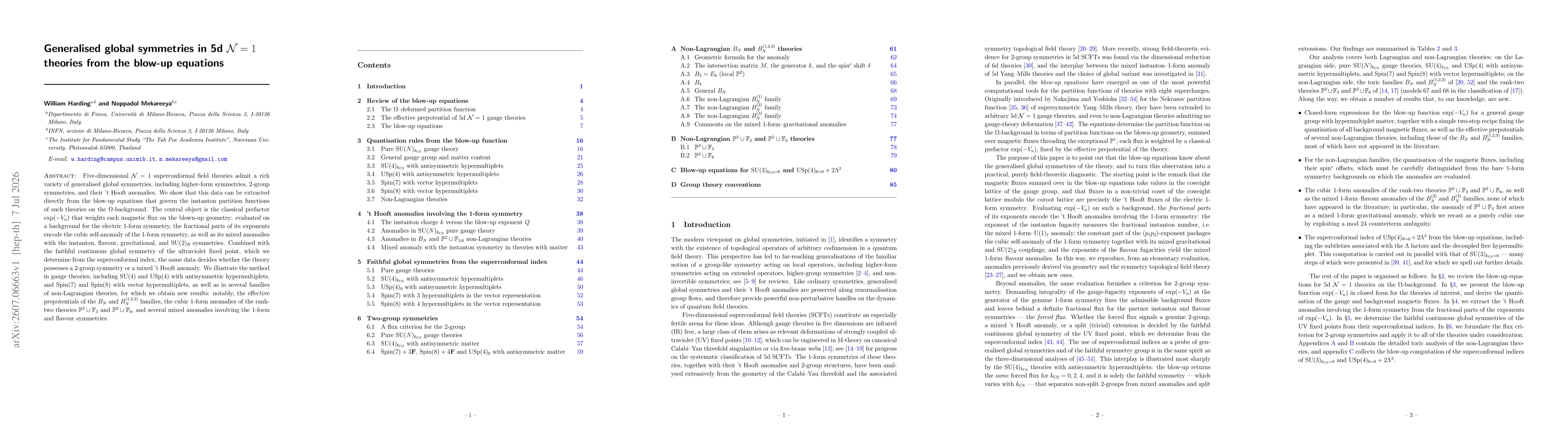 Thumbnail for Generalised global symmetries in 5d $\mathcal{N}=1$ theories from the blow-up equations