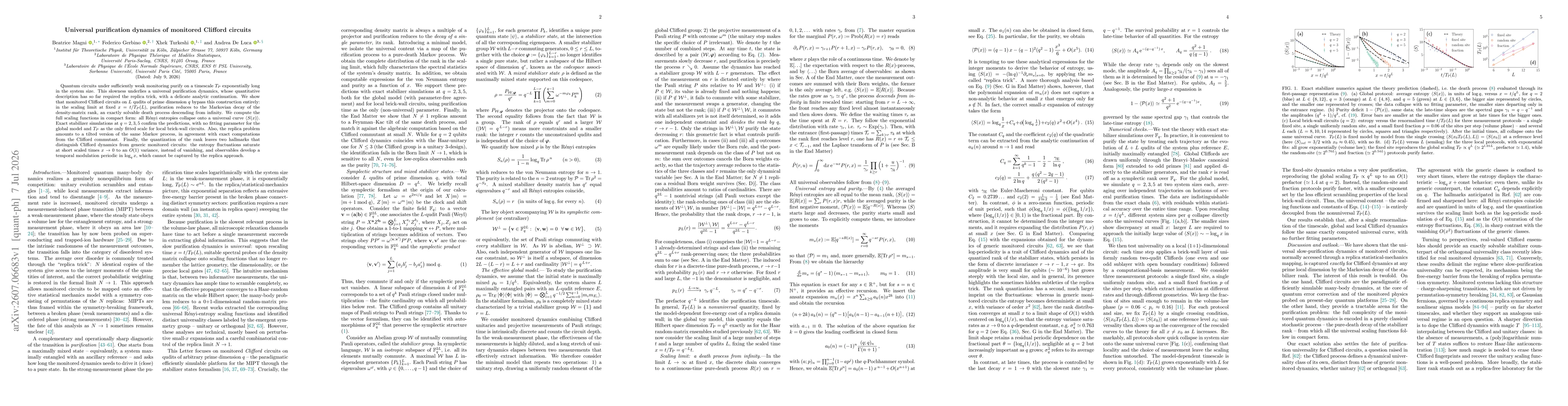 Thumbnail for Universal purification dynamics of monitored Clifford circuits