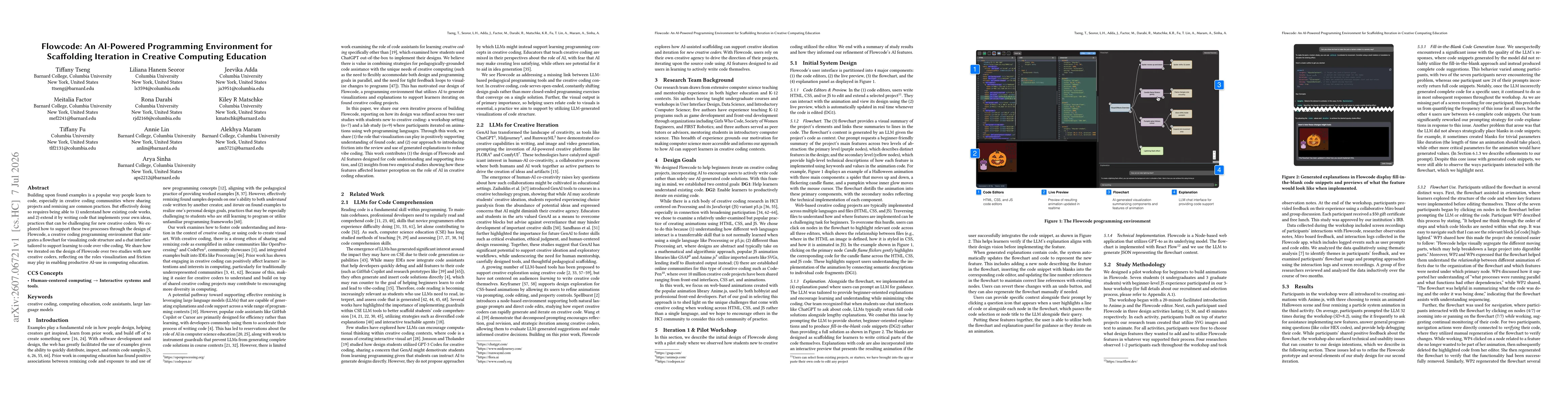 Thumbnail for Flowcode: An AI-Powered Programming Environment for Scaffolding Iteration in Creative Computing Education