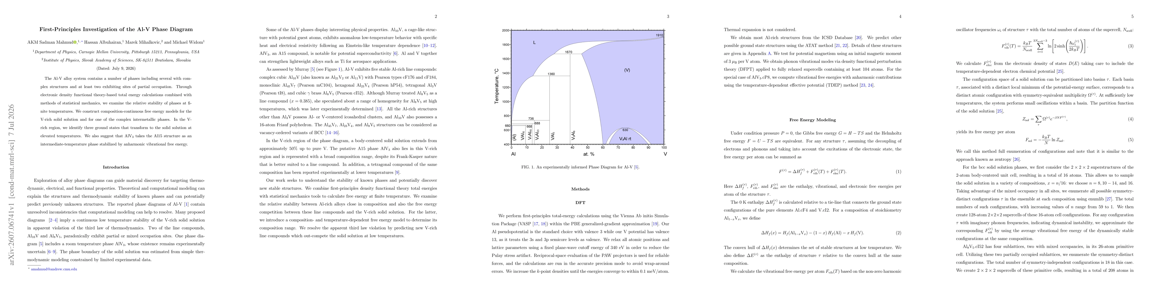 Thumbnail for First-Principles Investigation of the Al-V Phase Diagram