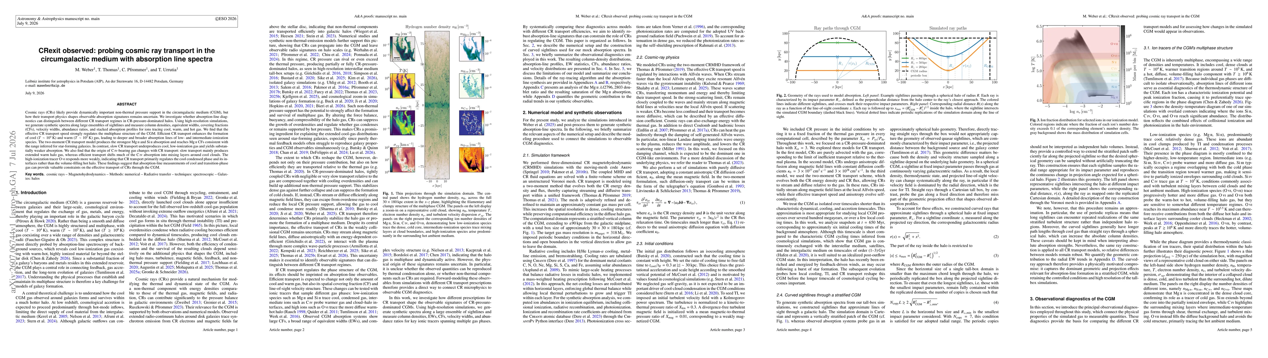 Thumbnail for CRexit observed: probing cosmic ray transport in the circumgalactic medium with absorption line spectra
