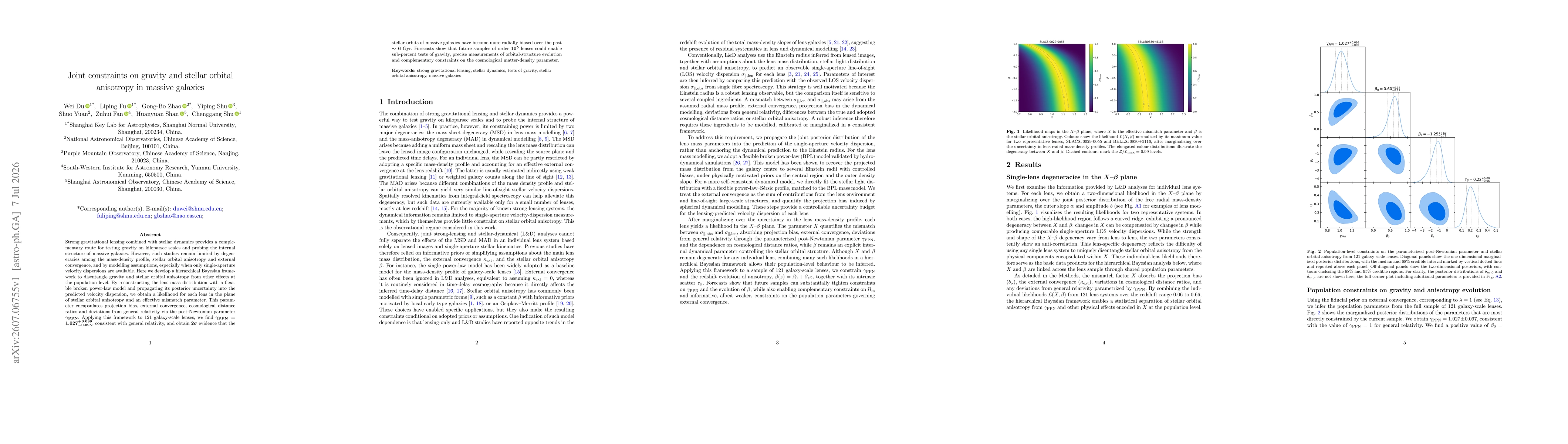 Thumbnail for Joint constraints on gravity and stellar orbital anisotropy in massive galaxies