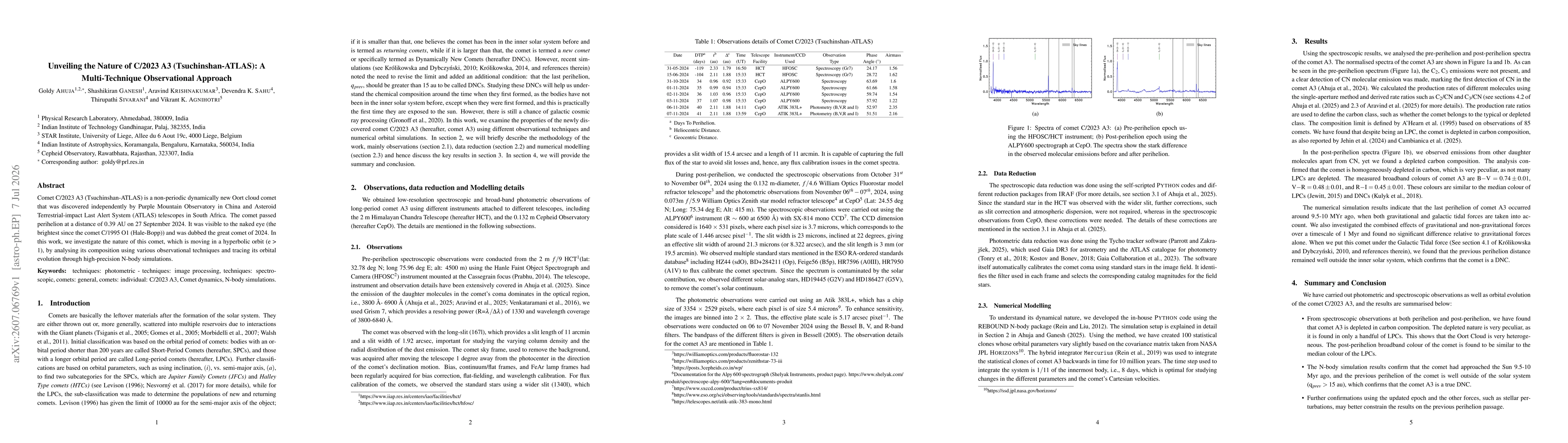 Thumbnail for Unveiling the Nature of C/2023 A3 (Tsuchinshan-ATLAS): A Multi-Technique Observational Approach