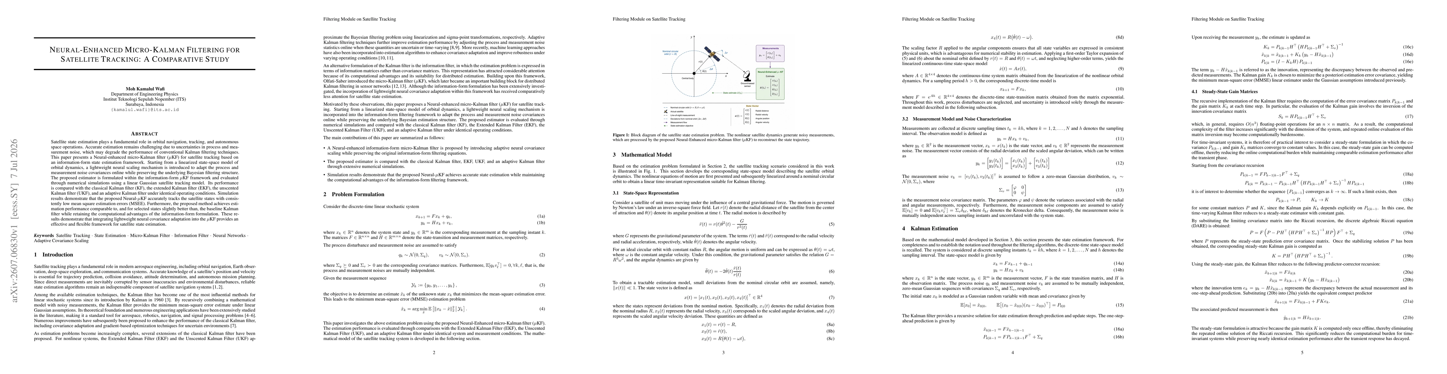 Thumbnail for Neural-Enhanced Micro-Kalman Filtering for Satellite Tracking: A Comparative Study