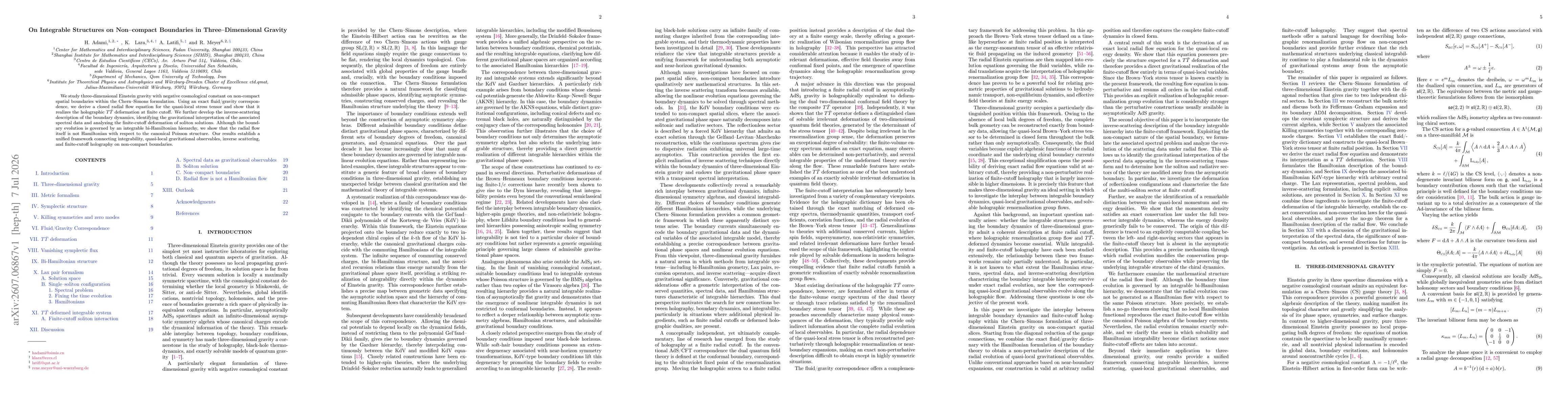 Thumbnail for On Integrable Structures on Non-compact Boundaries in Three-Dimensional Gravity